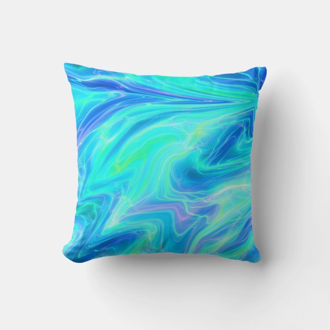 Turquoise Blue Abstract Cushion (Front)