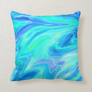 Turquoise Blue Abstract Cushion