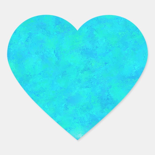 Turquoise Blue Abstract Pattern Heart Sticker (Front)