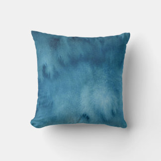 Turquoise Blue Abstract Watercolor Painting Cushion