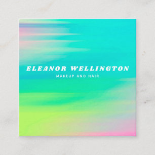 Turquoise Blue Abstract Watercolor Texture  Square Business Card