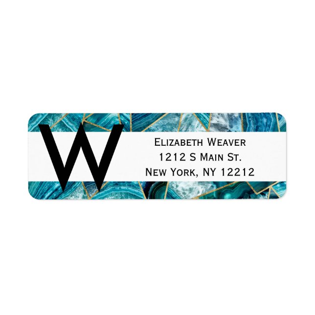 Turquoise Blue Agate Black Gold Geometric Triangle (Front)