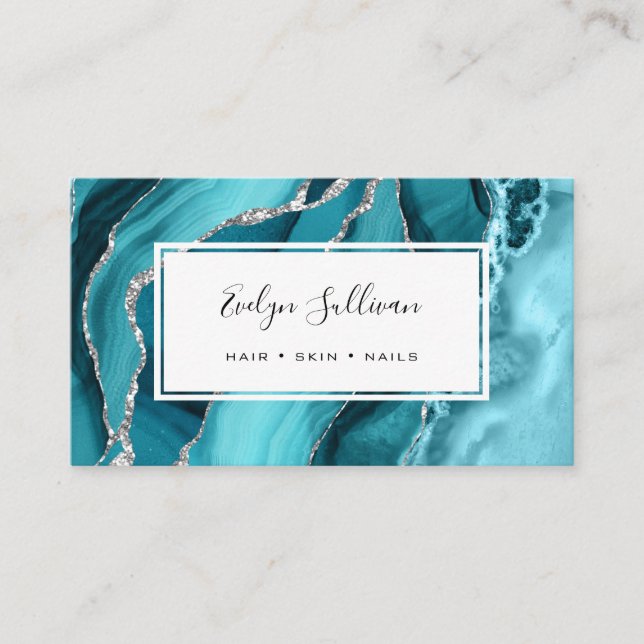 turquoise blue agate business card (Front)