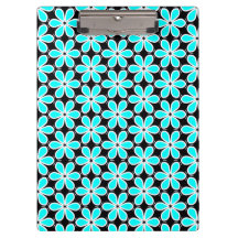 Turquoise Blue and Black Floral Pattern  
