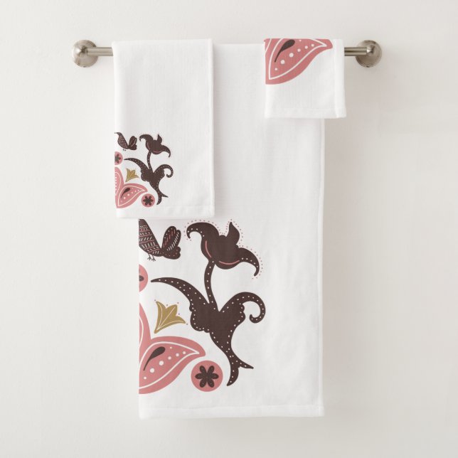 Turquoise Blue and Scandinavian Pattern Bath Towel Set (Insitu)