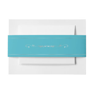 Turquoise Blue and Silver Wedding Belly Band Invitation Belly Band