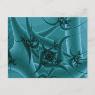 Turquoise Blue and Teal Fractal Art Design. Postcard