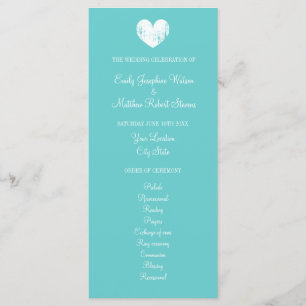 Turquoise blue and white wedding ceremony program programme