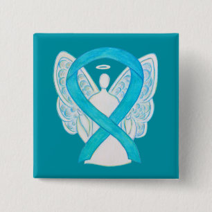 Turquoise Blue Angel Awareness Ribbon Pin