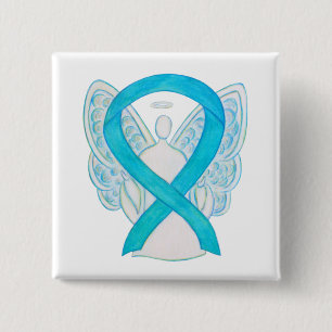 Turquoise Blue Angel Awareness Ribbon Pin