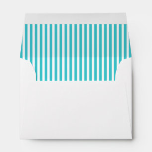 Turquoise Blue Aqua Stripe Lined Envelopes