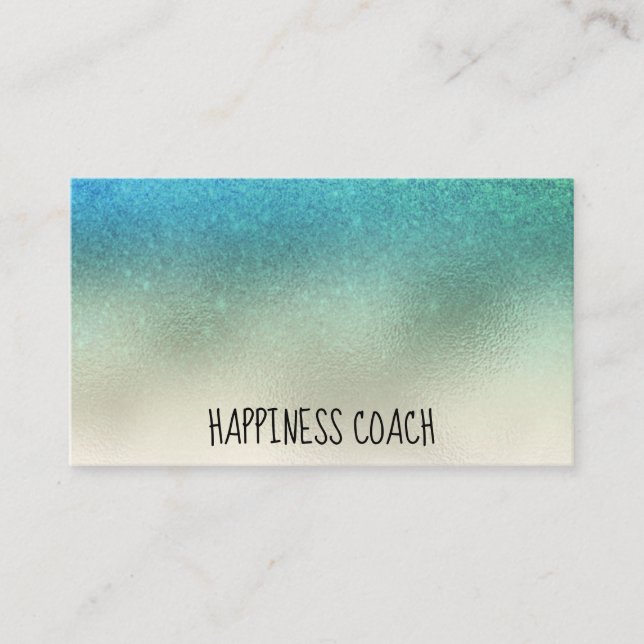 *~* TURQUOISE BLUE AQUA TEAL GOLD GLOW Glitter Business Card (Front)