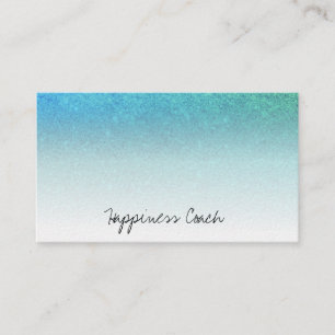 *~* TURQUOISE BLUE AQUA White Gradient Glitter Business Card