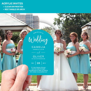 Turquoise Blue Arch Acrylic Wedding Invites Modern Invitations
