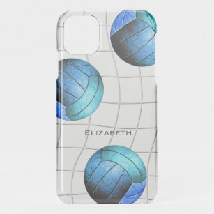 turquoise blue artsy volleyballs and net iPhone 11 case