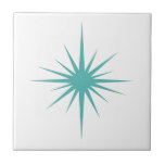 Turquoise Blue Atomic Starburst Mid-century Modern Tile<br><div class="desc">This mid century modern ceramic tile features a bold turquoise blue atomic starburst,  which will make a fantastic addition to your tiling project.</div>