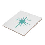 Turquoise Blue Atomic Starburst Mid-century Modern Tile<br><div class="desc">This mid century modern ceramic tile features a bold turquoise blue atomic starburst,  which will make a fantastic addition to your tiling project.</div>