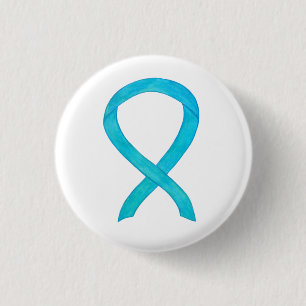 Turquoise Blue Awareness Ribbon Custom Pin
