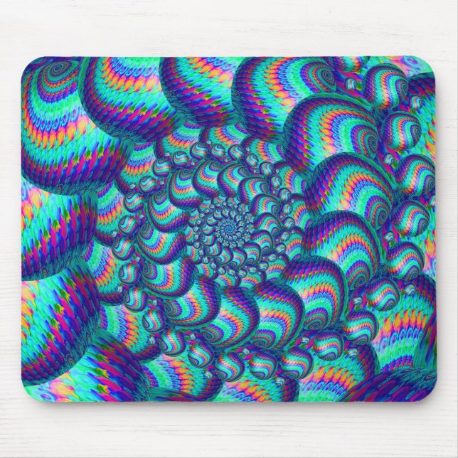 Turquoise Blue Balls Fractal Pattern Mouse Mat (Front)