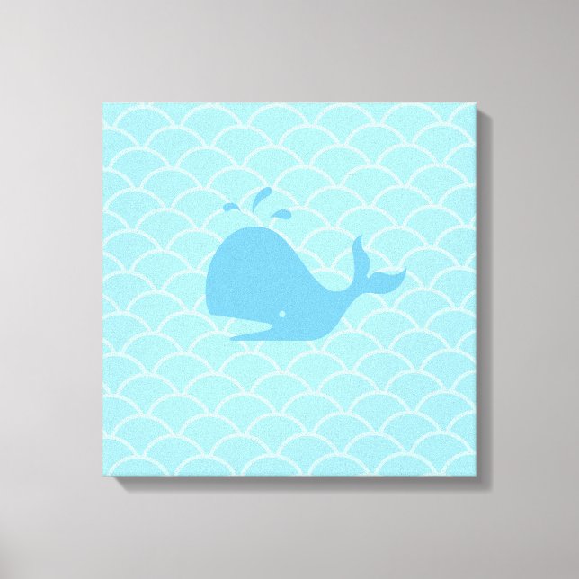 Turquoise Blue Beautiful Whale Canvas Print (Front)