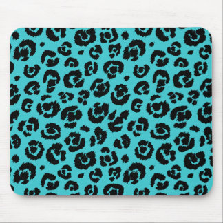 Turquoise Blue Black Leopard Print Mouse Mat