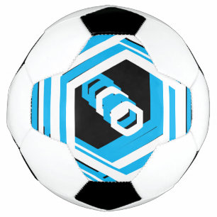 Turquoise Blue Black White 4E Soccer Ball Football