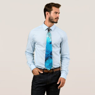 Turquoise Blue, black, White Paint Splatter Tie