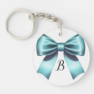 Turquoise Blue Bow Elegant Bridal Shower Wedding Key Ring