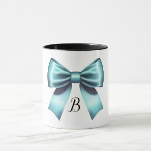 Turquoise Blue Bow Elegant Bridal Shower Wedding Mug