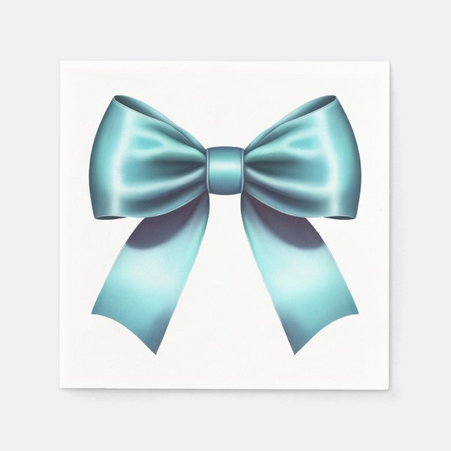 Turquoise Blue Bow Elegant Bridal Shower Wedding Napkin (Front)