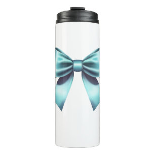 Turquoise Blue Bow Elegant Bridal Shower Wedding Thermal Tumbler