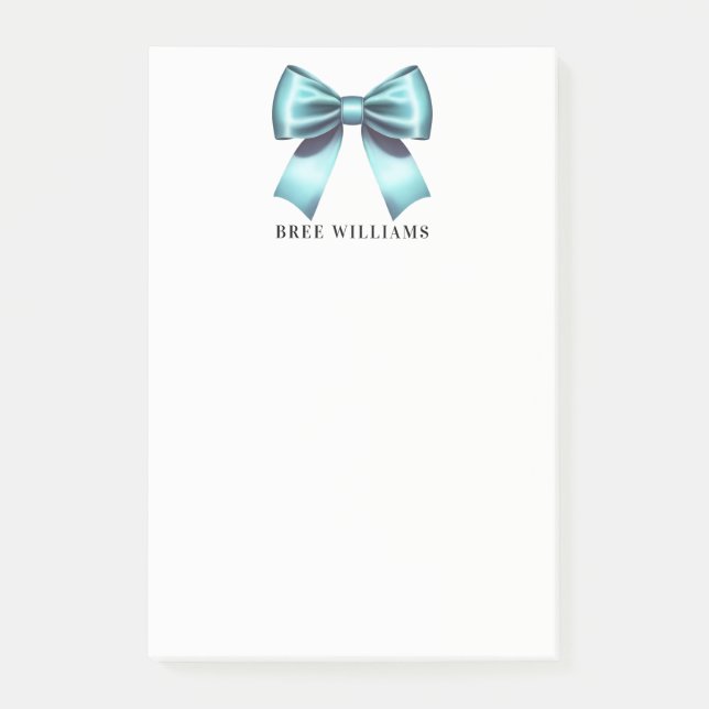 Turquoise Blue Bow Elegant Chic Desk Office Post-it Notes (Front)