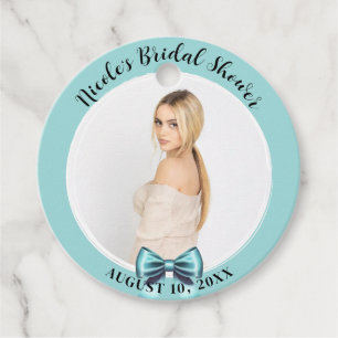 Turquoise Blue Bow Elegant Classy Bridal Shower  Favour Tags