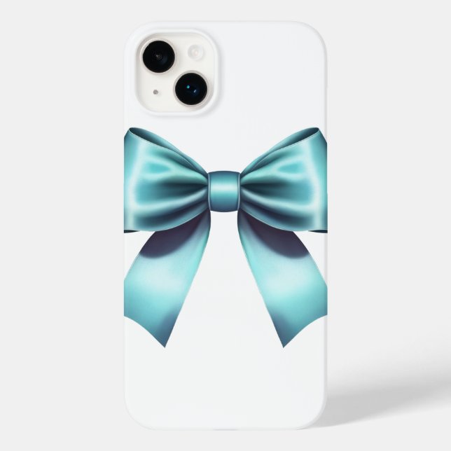 Turquoise Blue Bow Elegant Girly Ribbon Case-Mate iPhone Case (Back)