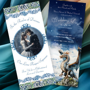 Turquoise Blue Celtic Dragon Wedding Invitation