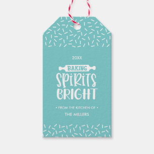 Turquoise  Blue   Christmas Baking Spirits Bright Gift Tags