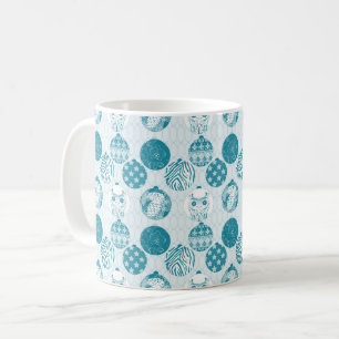 Turquoise , Blue , Christmas pattern  Coffee Mug