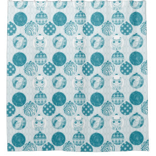 Turquoise , Blue , Christmas pattern Shower Curtain