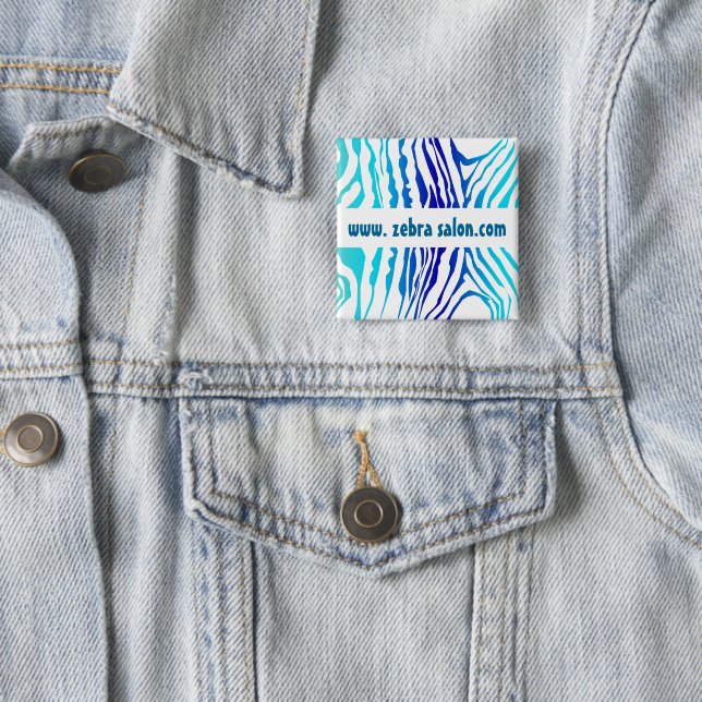Turquoise Blue Classy Zebra Pattern Professional 15 Cm Square Badge (In Situ)