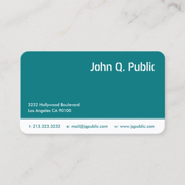 Turquoise Blue Colour Business Card (Front)