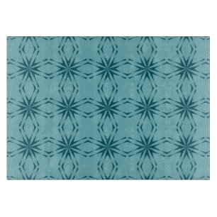 Turquoise blue, cool, trendy flower abstraction cutting board