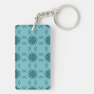 Turquoise blue, cool, trendy flower abstraction key ring