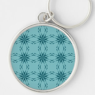 Turquoise blue, cool, trendy flower abstraction key ring