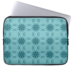 Turquoise blue, cool, trendy flower abstraction laptop sleeve