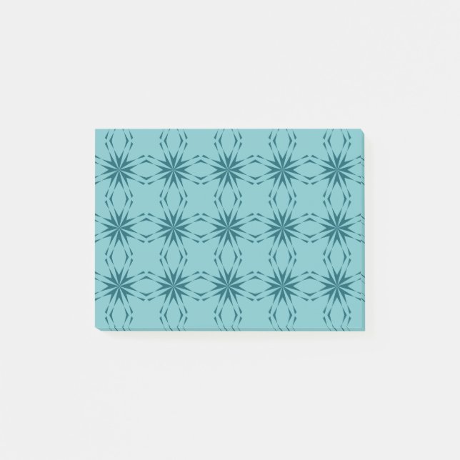 Turquoise blue, cool, trendy flower abstraction post-it notes (Front)