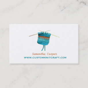 Turquoise Blue Crocheting & Knitting Business Card
