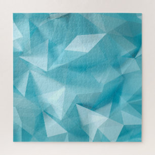 Turquoise Blue Crystals Triangles Background Jigsaw Puzzle