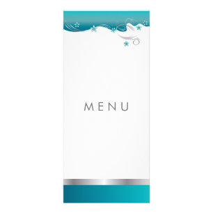 Turquoise Blue Curvy Floral Design Rack Card