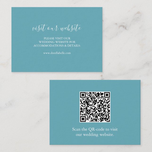 Turquoise Blue Customised Wedding Insert Cards (Front/Back)
