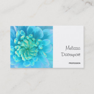 Turquoise Blue Dahlia Flower in Watercolor Business Card